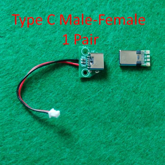 Type C Male-Female Connectors Jack Tail Terminals DIY Data Cable Support PCB Board-1 Pair