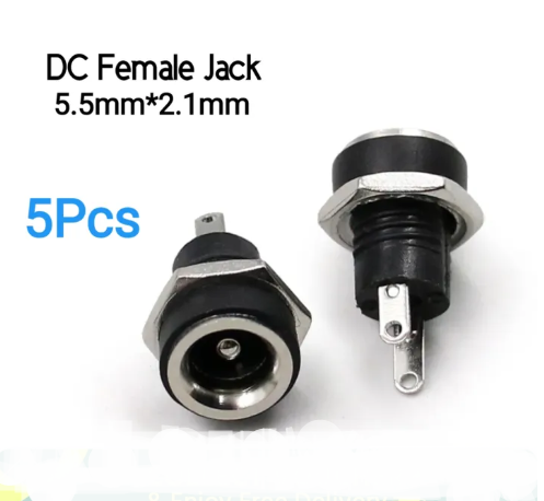 DC Power 5.5mm 2.1mm Female Jack (5Pcs) Supply Socket Panel Mount Connector 5.5mm 2.1mm