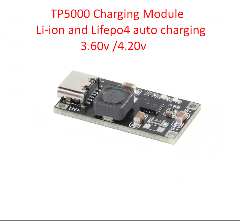 TP5000 4.2V/3.6V 2A Li-ion Charging Board Type C Interface DC 4.5-9V to 4.2V/3.6V Step Down Charger Module